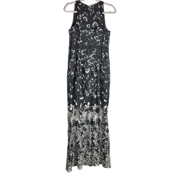 Aidan by Aidan Mattox Lace Embroidered Floral Halter Maxi Gown, US 10 - Picture 4 of 15